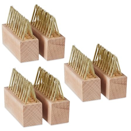 Relaxdays Fugenbürste, 6er Set, Unkraut & Moos entfernen, Stahlborsten, Ersatzbürsten, Garten & Terrasse, Natur/Gold