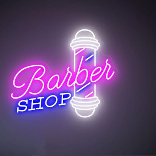 Insegna LED dimmerabile rosa blu neon per barbiere, decorazione riutilizzabile acrilica, per parrucchieri, studio, luce aperta, regalo
