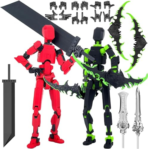 Starnearby T13 Action Figure, 2pcs Assembly Completed 13CM 3D Printed Titan 13 Action Figure Dummy 13 Lucky 13 with 4 Weapons & 6 Hands Sets, Kids' Play Action Figures Collectors Desktop Decorations