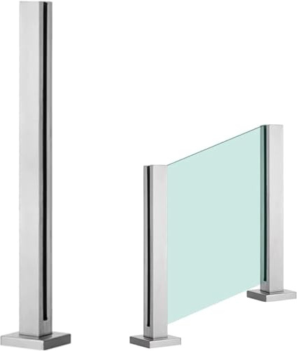 Geländerpfosten Treppengeländer Pfosten Glas Balustraden Geländerpfahl 65cm - 105cm Edelstahl Geländersystemklemmen Glasgeländerpfosten Glashalter Deckgeländersystem(Color:End Post,Size:65cm)