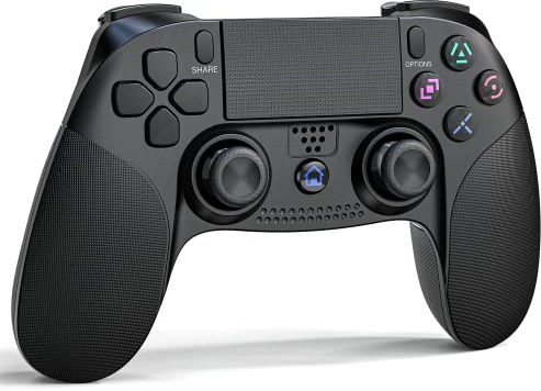 Shiptree Wireless Controller für PS4, Game Controller Kompatibel mit PS4/Pro/Slim/PC mit Dual Vibration/6-Achsen Gyro Sensor/Touchpanel - Schwarz