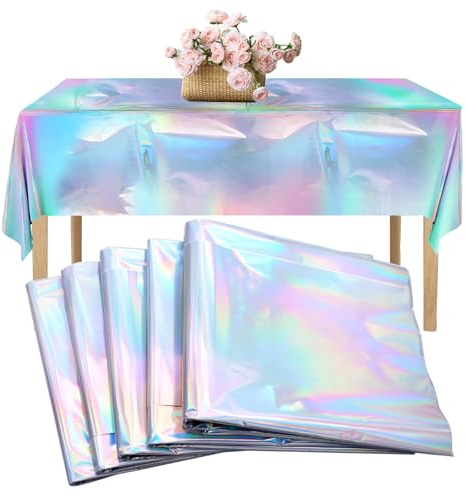 WYYFXY® 5 Stück Bunt Glitzer Tischdecke Party Tischdecke Plastik 137 × 274cm Biertisch Tischdecken Wasserdicht PET Papiertischdecke für Party Geburtstag Festival