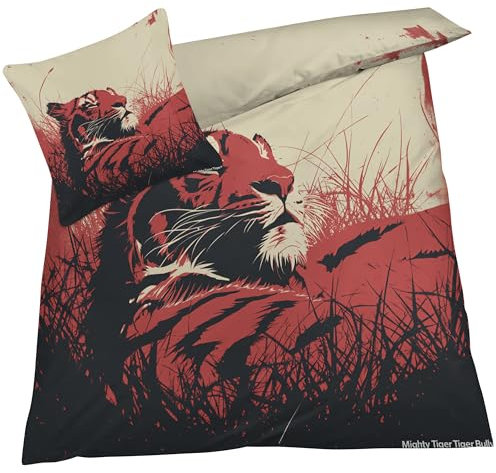 YELDAN Bettwäsche 140x200 Tiger, Tiere Bettbezug, Bettwäsche-Sets 2 teilig, Weich & Bügelfrei Mikrofaser Wendebettwäsche und 1 Kissenbezug 80x80 mit Umschlag 482