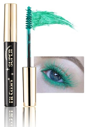 Bunt Wimperntusche Wasserfest, Volumizing und Curling Mascara Grün, Volumen und Langlebig Wimperntusche für Weihnachten Halloween Party Augen Make-up, Mascara Lange Wimpern (Grün)