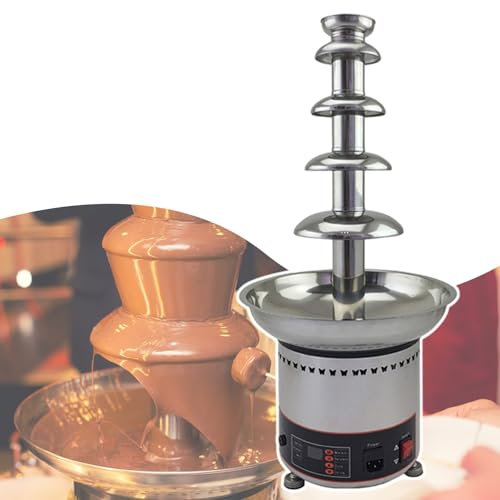 One-Touch Start Chocolate Fondue Fountain Machine,Removable Center Shaft,Spiral Rise Design,Digital Screen Displays Temperature,5tiers-220V