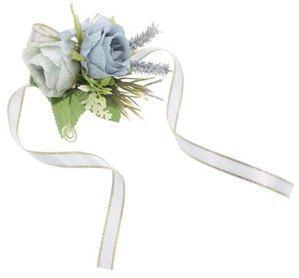 WRITWAA Hochzeitsrosen Handgelenk Blumenarmband Elegante Braut Und Brautjungfern Corsage Mit Graublauen Kunstrosen Für Besondere Anlässe Bequem Und Stilvoll Im Design