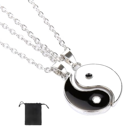 COYUN 2 Ciondolo Tai Chi Collana per Uomo E Donna Catena Amicizia Yin Yang Coppia di Catena, Regalo Romantico Sorpresa per Lui Lei Fidanzati