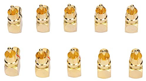 Yctze Adattatore Cinch Eck Metallo 10 Pezzi Adattatore Ad Angolo Retto Maschio a Femmina Rame Placcato Oro 90 Gradi Tipo L Adattatore Connettore Connettore Haakse