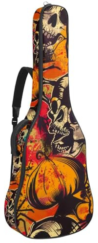 Gitarrentasche mit nahtlosem Vintage-Muster, gepolsterte Tasche für Akustikgitarre, Rucksack mit verstellbaren Schultergurttaschen, Mehrfarbig 02, 42.9x16.9x4.7 in, Lässiger Tagesrucksack
