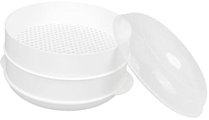 Alipis Double Layer Microwave Food Steamer Lid, Kitchen Vegetable and Dumpling Steamer, Cooking Steaming Basket for Office and Home Use