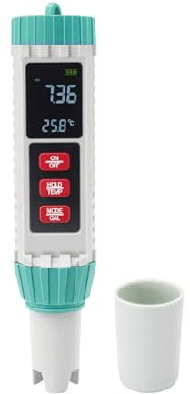 RUIZHI 5-in-1 Multifunktion Wassertester – PH/TDS/EC/Salzgehalt/Temperatur Messgerät mit LCD-Display, Silikontasten & Sprachfunktion für Trinkwasser, Pool, Aquarien, Hydrokulturen und Flüssigversuche