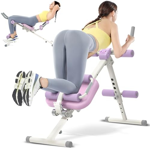 GuuG Bauchtrainer Bauchmuskeltrainer für Zuhause: Bauch Trainingsgerät Klappbar Bauchmuskeltraining Abdominal Trainer Sit up Machine Bauchmuskel Exercise Workout Fitness Home Gym Equipment Lila