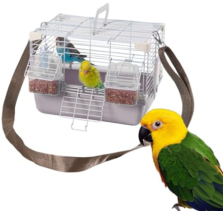 Vogelreisekäfig - ABS, Eisen Tragbarer Vogelreiseträger | Papageienkäfig mit sicherem Schloss Abnehmbare Bodenwanne | Sittichkäfig für sicheren & bequemen Transport von Haustieren