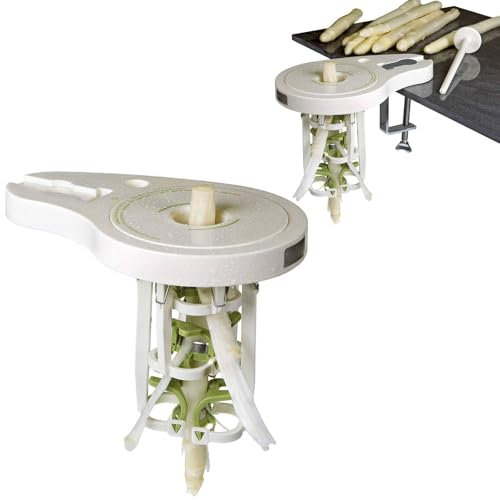 Pelador de espárragos con 6 cuchillas de precisión, abrazadera y mortero, pelador manual sin fuerza para espárragos