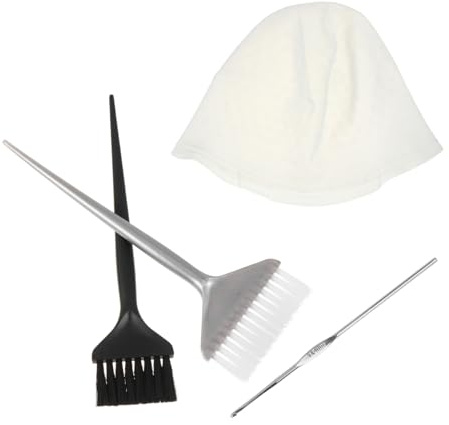 WRITWAA Professionelles 4 Stück Haarfärbe Silikon Wiederverwendbar mit Metall Häkelnadel und Pinseln für Selbstgemacht Strähnen Färben Zuhause und Salon