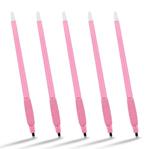 Guapa Lot de 10 stylos microblading jetables avec pinceau éponge pigmenté, formes U et F pour le maquillage des sourcils (P-0.15-18U-B)