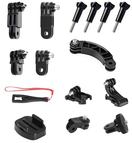 Universal Action Camera Accessory Kit for GoPro Hero, Insta360 X5/X4/X3, DJI OSMO Action, AKASO APEMAN Sports Cam, Helmet Base Adhesive Tripod Adapter Mount, Curved Extension Arm, Quick Release Buckle