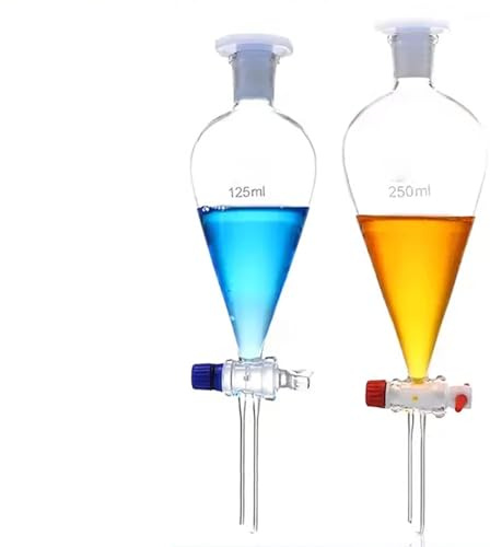 1 imbuto separatore in vetro a forma di pera da 60 ml a 1000 ml utilizzato for eurificare esperimenti chimici(250ml (PTFE piston))