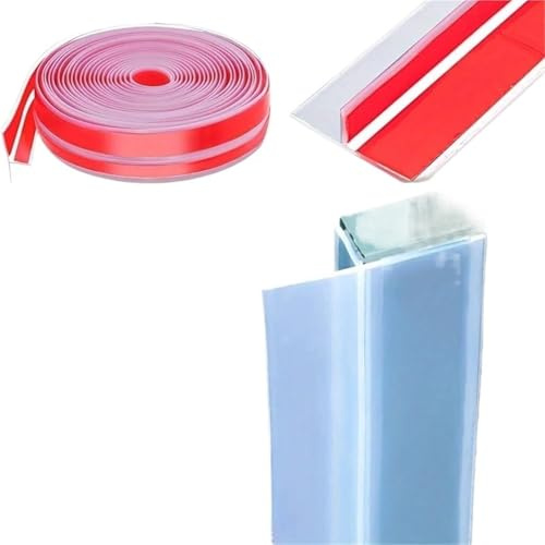 Bande Etancheite Douche Joint d'étanchéité coupe-vent en silicone forme de T, adapté aux joints portes et vitres - Transparent, durable facile à coller(3 meters)