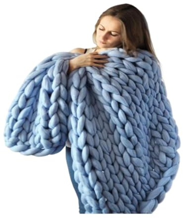 Häkelgarn Weich DIY dickes Garn super klobiges Garn-Roving-Garn für drehende Hand strickende Deckenarmstricken(Sky blue 250g)