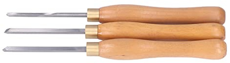 Akozon Juego de Herramientas de Torneado de Torno de Madera con Inserciones de Acero para Carpintería, Herramientas Profesionales de Cincel de Torno de 3 Piezas, Artesanía y Tallado Detallado