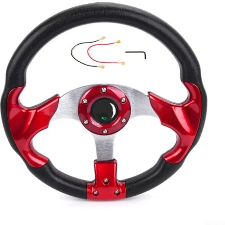 13 Zoll Rennlenkrad 320 mm Standard-Auto-Drift-Design mit PU-Material bietet Griffigkeit und ergonomische Form für verschiedene Modelle (rot)