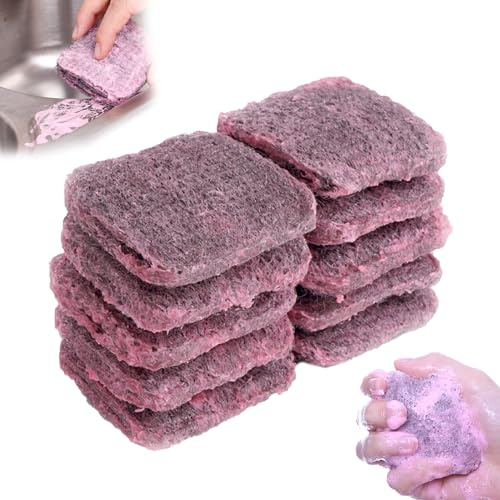 10 piezas Sello Jex con jabón,Sello Jex con jabón de lana de acero,Purificadores de lana de acero Prejabones,Esponjas de limpieza para el hogar para eliminar la sucia,Almohadilla de repetición con
