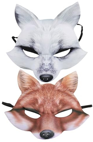 TOYANDONA 2pièces Masque De Renard Pour Adulte Masque Animal Demi-visage Accessoire De Costume Pour Déguisement Halloween Et Carnaval