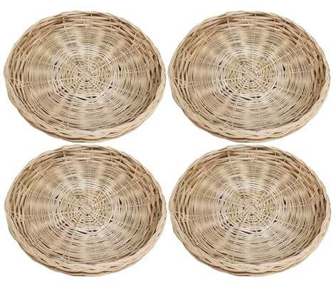 Lot de 4 supports d'assiettes en carton tissé - Forme ronde - 254 cm - Rangement pratique pour pique-nique et fête - Beige - Taille unique