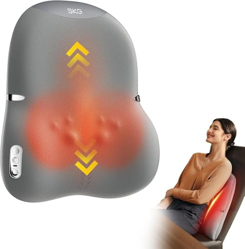 SKG Kabelloses Vollrückenmassagegerät zur Schmerzlinderung, Tiefengewebe nach oben und unten, 4D-Shiatsu-Rückenmassagegerät mit Wärme, Geschenke für Männer und Frauen, Vater, Mutter, Opa