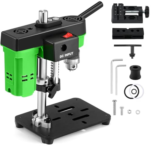 Bonvoisin Taladro de Columna de Banco 3415rpm Altura Regulable 1.65” | Doble Alimentación, Portabrocas 0,02-0,24, Altura Ajustable 0-1,65, 3415rpm, Motor Cobre, Para Madera/Metal/Plástico