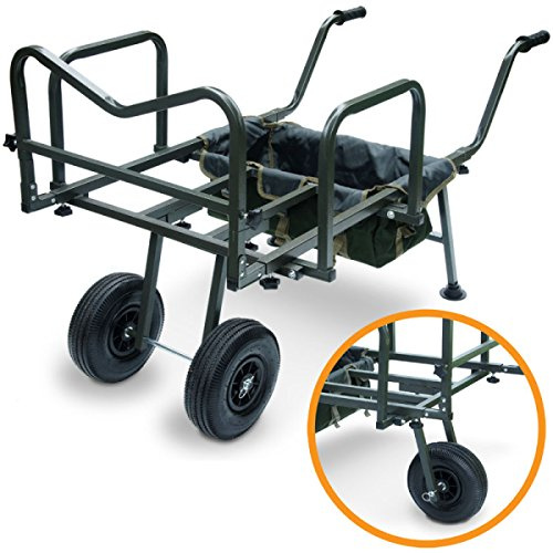 g8ds® XXL Angel Trolley Metall Karpfen Transportwagen Transportkarre Barrow Tacklekarre Karpfen Rod Pod für 3 Ruten