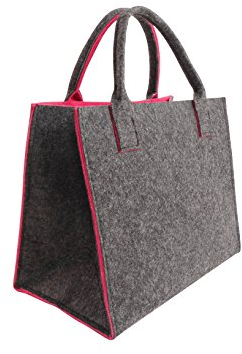Filztasche Einkaufstasche Tasche Shopper ca. 35 x 20 x 28 cm (Anthrazit-Pink)