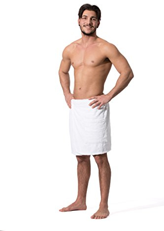 ZOLLNER Kilt da sauna da uomo - bianco - misura L/XL - sensibile sulla pelle e assorbente - cotone - con elastico e chiusura a strappo - lavabile a 60°C - Certificato OEKO TEX (R)
