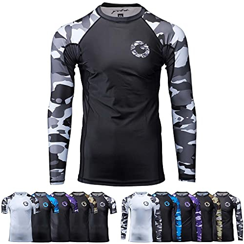 Gold BJJ Jiu Jitsu Rashguard - Camo Rash Guard Compression Shirt for No-Gi, Gi, & MMA (Long Sleeve & Short Sleeve Available)