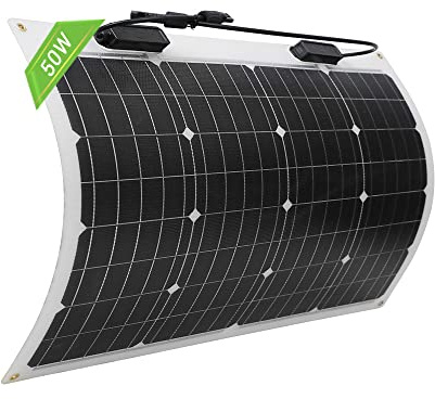 Renogy Flexible Solar Panel 50 Watt 12 Volt Monocrystalline Semi-Flexible Bendable Mono Off-Grid Charger for Marine RV Cabin Van Car Uneven Surfaces,Black
