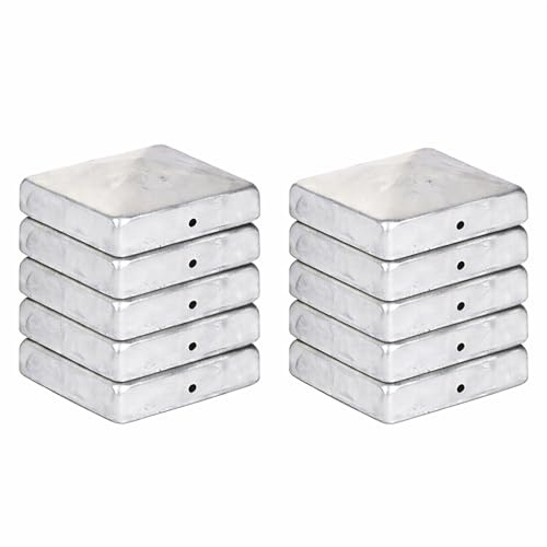 10 x Pfostenkappe Pyramide 96 x 96 mm – Feuerverzinkter Stahl, wetterfest – für Holzpfosten 95 x 95 mm – inkl. Befestigungslöcher