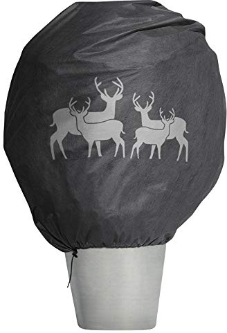 Windhager Winter-Deko-Vlieshaube Protect XL, Kälteschutz, Frostschutz für Pflanzen, Wintervlies, Gartenvlies, Abdeckvlies, 1,1 x 1,1 m, Hirsch-Motiv, Anthrazit