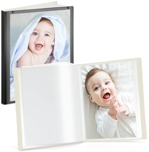 CRANBURY Small Photo Binder 5x7 (Black), 2-Pack Plastic Photo Book, 24 Pockets Show 48 Pictures, Mini Picture Presentation Binder with Customizable Album Cover, 5 x 7 Clear Sleeves