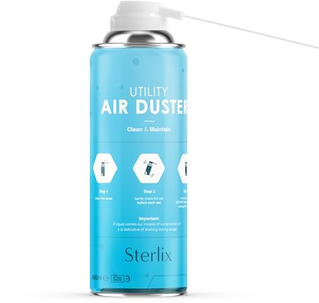 Sterlix Air Duster Can 400ml Compressed Air Spray Can Dust Cleaner PC, Keyboard, Electronic Devices & Car Cleaning Protect & Maintain Easy Use Blow Dust & Dirt Extension Tube Professional Use