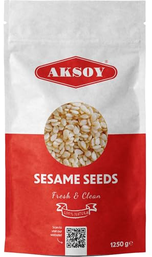 Aksoy Sesame Seeds 1250g – Premium Quality, 100% Natural, Non-GMO, Fresh & Nutty Flavour, Ideal for Cooking, Baking, Bread, Salads & Garnishing, Vegan Friendly