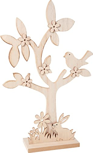 VBS Baum Florentina Holz-Dekoration MDF unbemalt unglasiert 31x19x4 cm einseitig dekoriert Rückseite uni ideal für Ostern