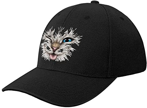 NIBABA Dam blinkande katt baseballkeps herr sportkepsar sommarhatt justerbar baseboll, en storlek, Svart – stil, 6 3/4-7 1/2