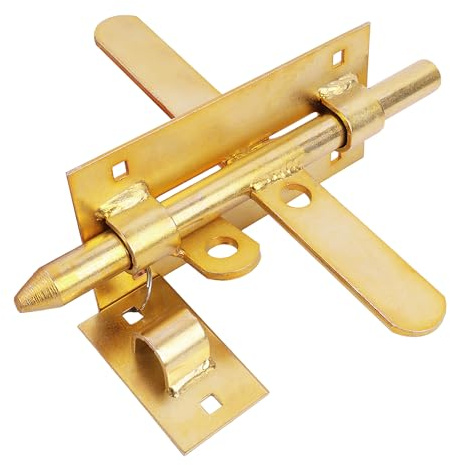 BAUSTER® Doppelseitiger Türriegel 150 mm – Gelb verzinkter Stahlriegel – robuster Torverschluss für Gartenzaun, Tür, Stall, Lager – rostfrei & wetterfest