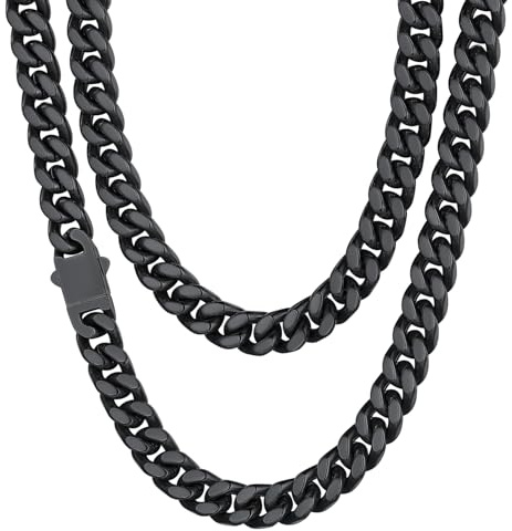 ChainsHouse Men Cuban Chain Necklace, 5/7/9/12mm Thick Cuban Link Hip Hop Mens Jewelry, Stainless Steel Chains with Strong Clasp, 46cm-76cm for Man