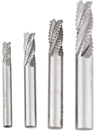 Sluffs 4-teiliges Fräser-Bohrer-Set, 4 Flöten HSS-Schrupp-Schaftfräser CNC-Fräser-Bit-Fräser M6/M8/M10/M12 Für Fräsmaschine