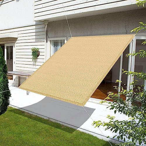 Sunscreen Awning 5 x 6.5 m UV Resistant Mesh 95% Shading Rate Hot Tub Shelter for Outdoor with Mounting Ropes for Outdoor Garden Pergola Patio, Sand yellow