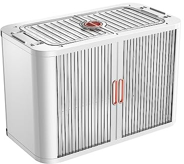 Ergocar Scatole Immagazzinaggio Plastica Pieghevole, Porte a Persiana Impilabili Scatola Organizer con Puleggia, Durevole Scatole con Coperchi, per Auto, Armadi, Ufficio