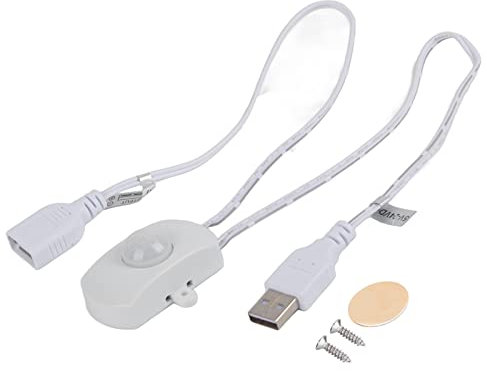 Lwuey Mini Détecteur de Mouvement PIR, Capteur Infrarouge Interrupteur Interface Lumière Automatique Intérieure Ampoules Bande DIY LED USB Commutateur Closet Sensor Switch 2A DC 5-24V éclairage(Blanc)