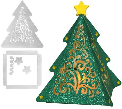 Fustelle Lanterne Natalizie 3D Albero di Natale, Stencil Cutting Dies per Creazione Scatole Scrapbooking Decorazione Natale Fai da Te